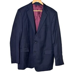Brooks Brothers 1818 Regent Blazer 46L Navy Pinstripe Sport Coat VBC Wool Italy